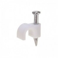 Скоба с гвоздем 4мм 20шт, круглая белая REXANT