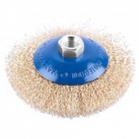 Щетка металл. для УШМ 125мм/М14 тарелка пушистая, латунная коническая, MONOGRAM