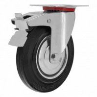 Колесо поворотное с тормозом 200мм, крепление платформенное// Сибртех