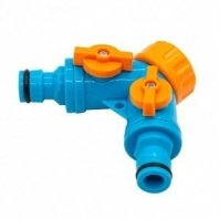 Разветвитель на 2 вод.линии, 3/4" штуцерный, для шланга регулируемый, пластиковый (шт.)