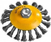 Щетка металл. для УШМ 115мм/М14 тарелка крученая стальная проволока 0.5 мм, коническая, STAYER