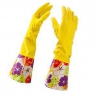 Перчатки хозяйственный латексные с удлиненной манжетой, размер XL, хоз. прочный латекс с х/б напыл