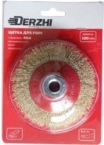 Щетка металл. для УШМ 100мм/М14 тарелка пушистая латунированная проволока  DERZHI(1/10/80) арт. 874608