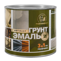 Грунт-эмаль зеленый мох 0,9кг, 3 в 1, по ржавч, Радуга