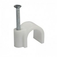 Скоба с гвоздем 9мм 50шт, круглая белая REXANT