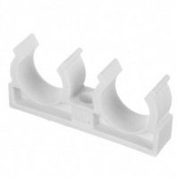 Опора для трубы двойная с креплением ПП 25мм белая Valfex