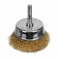 Щетка для дрели 65мм, чашка пушистая со шпилькой, латунированная проволока Matrix