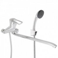 Смеситель для ванны Атриа, плоский излив 40см, душ. набор, картридж 40мм, латунь, хром RAIN