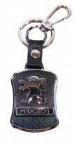 Брелок - PEUGEOT черная кожа+металл, с карабином 1_
