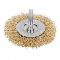 Щетка для дрели 60мм, дисковая пушистая со шпилькой, латунированная проволока Matrix