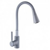 Смеситель для кухни, гибкий излив, керам. картридж 35мм, серый, цинк, SK01-F132 СоюзКран