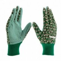 Перчатки садовые х/б ткань с ПВХ точкой, манжет, S// Palisad