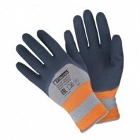 Перчатки ПЭ, вспен латекс облив, 10 (XL), надежный захват, Fiberon