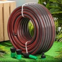 Шланг полив. 3-х слойный 3/4 25м армир., 18 атм, ПВХ, с фитинг, Grandy, Ultra+, AGL063425