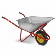 Тачка 1-кол строительная 110л 220кг на ПУ колесе 4,00-8, сталь, 0.8 мм, втул D16 мм, красн, Корона