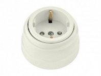 Розетка 1 гнездо О/У, с/з, бежевая, з/ш, Ретро, BYLECTRICA