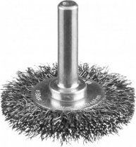 Щетка для дрели 38мм, дисковая пушистая со шпилькой стальная проволока 0.3 мм, Профессионал (35198-038) ЗУБР