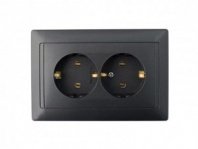 Розетка 2 гнезда С/У, с/з, графит, Стиль, Bylectrica