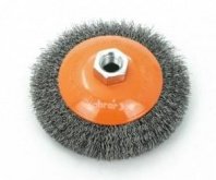 Щетка металл. для УШМ 100мм/М14 тарелка пушистая, латунированная витая проволока Matrix