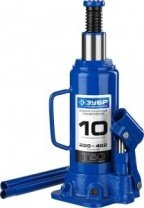 Домкрат гидравлический бутылочный 10 т, h подъема 228-462мм, Профессионал (43060-10) ЗУБР