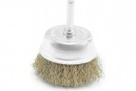 Щетка для дрели 50мм, чашка пушистая со шпилькой, латунир. проволока Pobedit