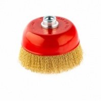 Щетка чашка УШМ 125мм пушистая М14, латунированная витая проволока Matrix