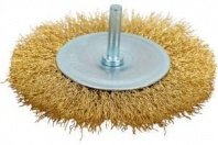 Щетка для дрели 100мм, дисковая пушистая со шпилькой, латунированная проволока Pobedit