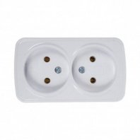 Розетка 2 гнезда О/У, б/з, белая, 10А, 0024(G-0024) СОЮЗ