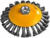 Щетка металл. для УШМ 125мм/М14 тарелка крученая стальная проволока 0.5 мм, коническая, STAYER