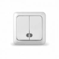Выключатель 2 кл. с подсветкой О/У, белый, Олимп