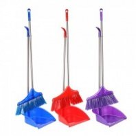 Набор щетка и совок, пластик, металл, 2 ручки, длина 78см, "Ленивка", арт.9088 VETTA