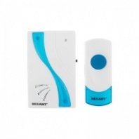 Звонок беспроводной 32 мелодии 100м кнопка IP 44 (белый/синий) REXANT RX-2