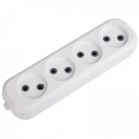 Колодка 4 гнезда б/з белая 6А 1,3кВт 250В IP20 REXANT