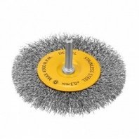 Щетка для дрели 100мм, дисковая пушистая со шпилькой, нержавеющая проволока, Denzel