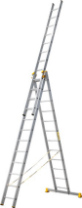 Алюминиевая трехсекционная Проф усиленная лестница 408/717/1025см; 3*14 ст; 29,9 кг Мега