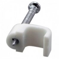 Скоба с гвоздем 6х4мм 20шт, плоская белая REXANT