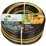 Шланг полив. 3-х слойный 3/4 25м армир., 15 атм, ПВХ, чер-жел, Клевер, Люкс