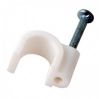 Скоба с гвоздем 6мм 50шт, круглая белая REXANT