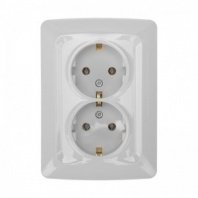Розетка 2 гнезда С/У, с/з, белая, 16А, KRANZ, DEA