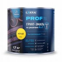 Грунт-эмаль желтая 1,7кг, 4 в 1, матовая, по ржавч, быстросохнущ, Лакра PROF IT