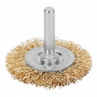 Щетка для дрели 50мм, дисковая пушистая со шпилькой, латунированная проволока Matrix