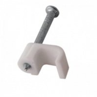 Скоба с гвоздем 4х2мм 20шт, плоская белая REXANT