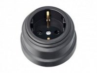 Розетка 1 гнездо О/У, с/з, черная, з/ш, Ретро, BYLECTRICA