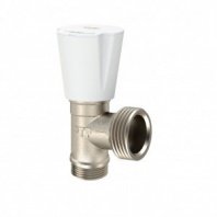 Кран для бытовых приборов, 1/2"х3/4", латунь, ручка, угловой, никель, РосТурПласт
