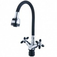 Смеситель для кухни, Эверест, гибк излив, с кран-буксой, чер, B57-071F