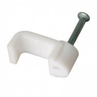 Скоба с гвоздем 10х4мм 50шт, плоская белая REXANT