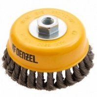 Щетка чашка УШМ 125мм крученая М14, нержавеющая проволока 0,5мм Denzel