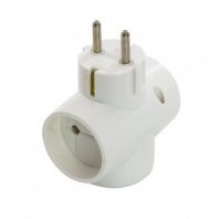 Разветвитель электрический, тройник, 3 гнезда, без заземления 1 гн. с/з, 2 гн. 16А, бел. Very