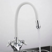 Смеситель для кухни, Frud, гибк излив, с кран-буксой, бел, R44127-7