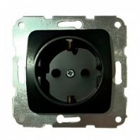 Розетка 1 гнездо С/У, с/з, Черный Металлик, 16А мех. KRANZ, DEA